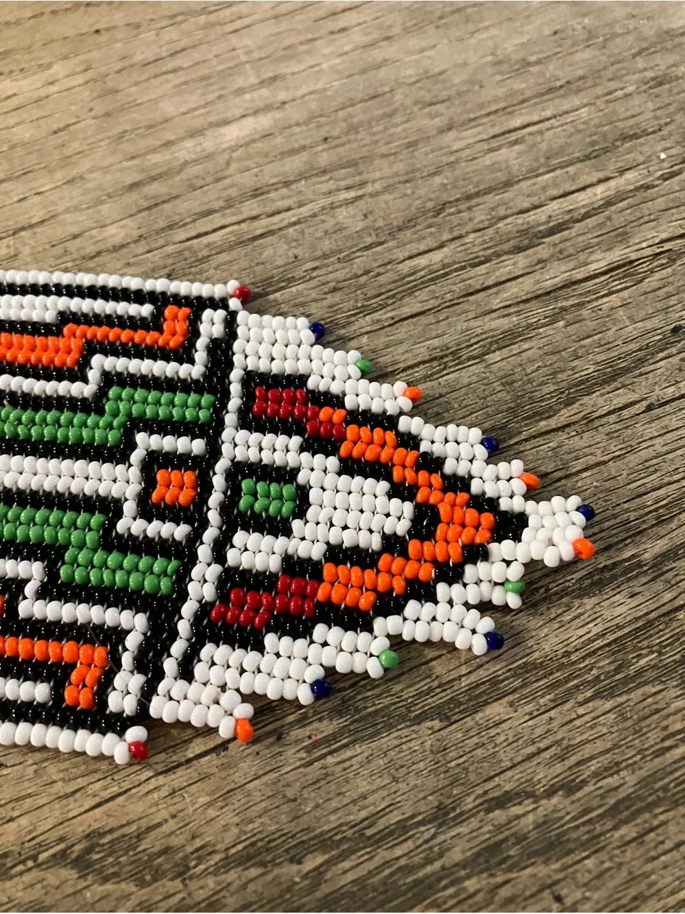 Handcrafted Beaded Neck Strap in Red, Green, Orange & Blue